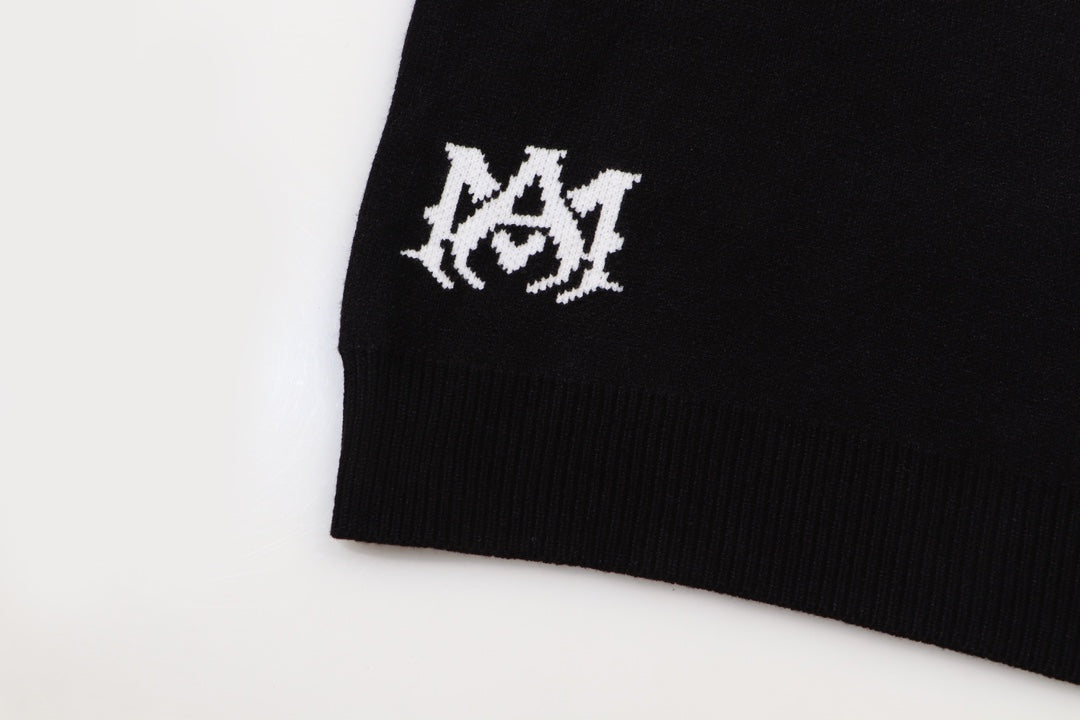 Amiri Men's Black Crew Neck Knitted Sweater With 3D Lettering Design