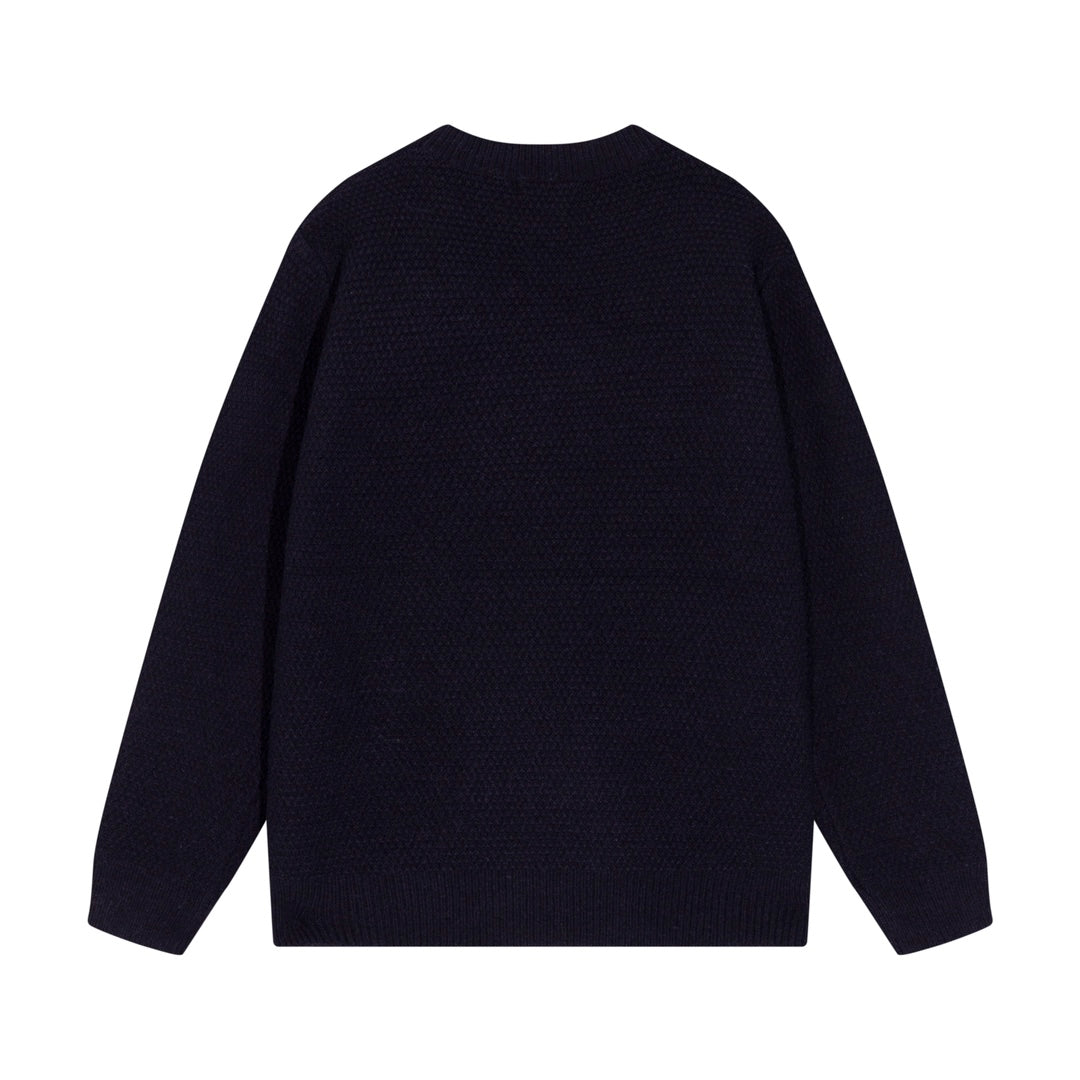 Amiri Men's Black Crew Neck Knitted Sweater With Intricate Lettering Design