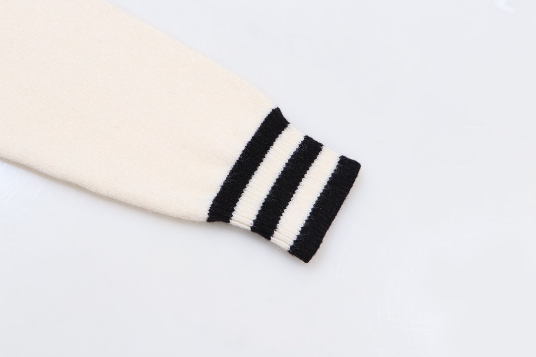 Balmain Black And White Crew Neck Sweater With Brand Logo