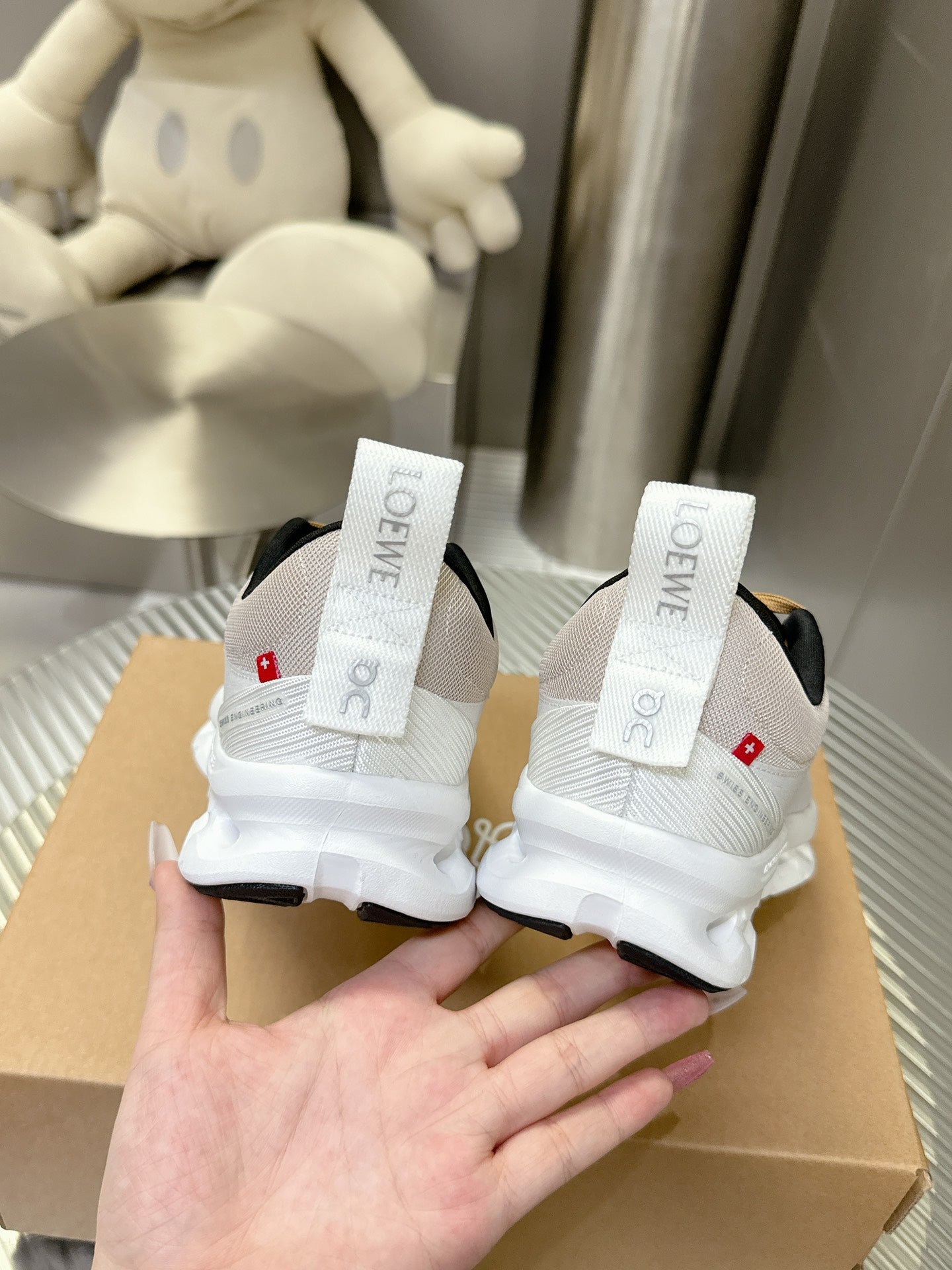 Loewe x On Running Cloudstratus Beige And White Performance Sneakers