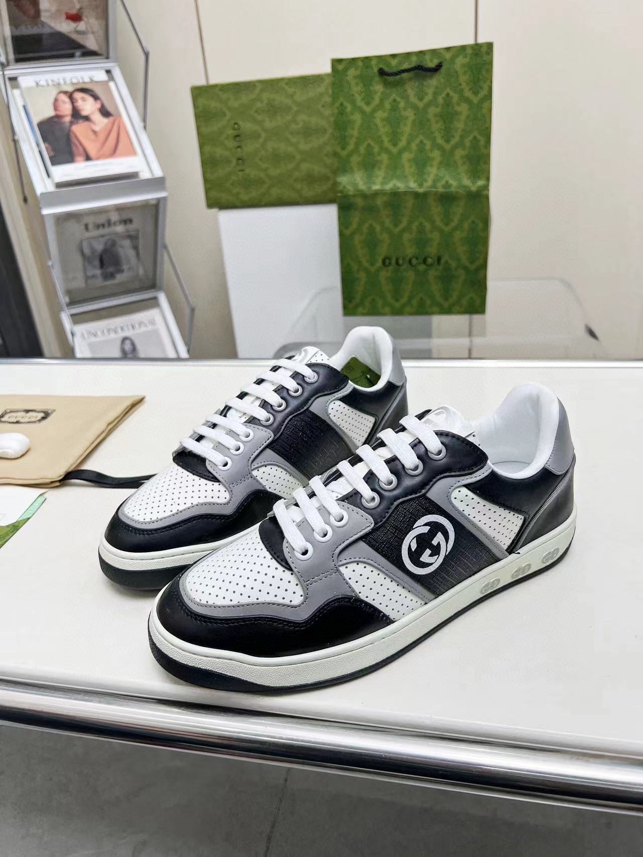 Gucci Screener Red White Leather Sneakers For Men And Women