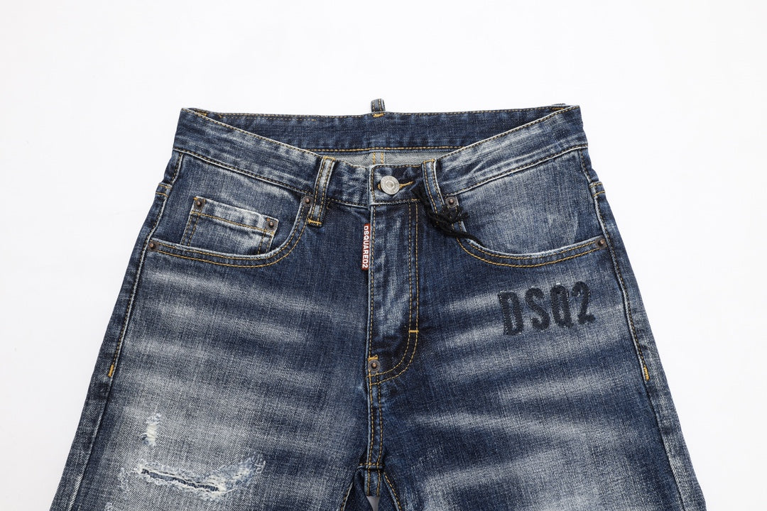 Stylish Dsquared2 Distressed Denim Jeans for Men with Vintage Wash and Ripped Details