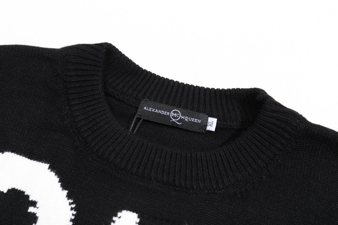 Alexander McQueen Black Sweater With White QUE Graphic Design