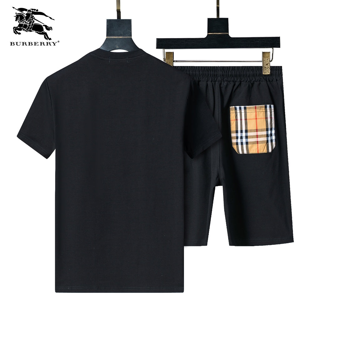 Burberry Men's Black Short - Sleeve And Shorts Tracksuit With Logo