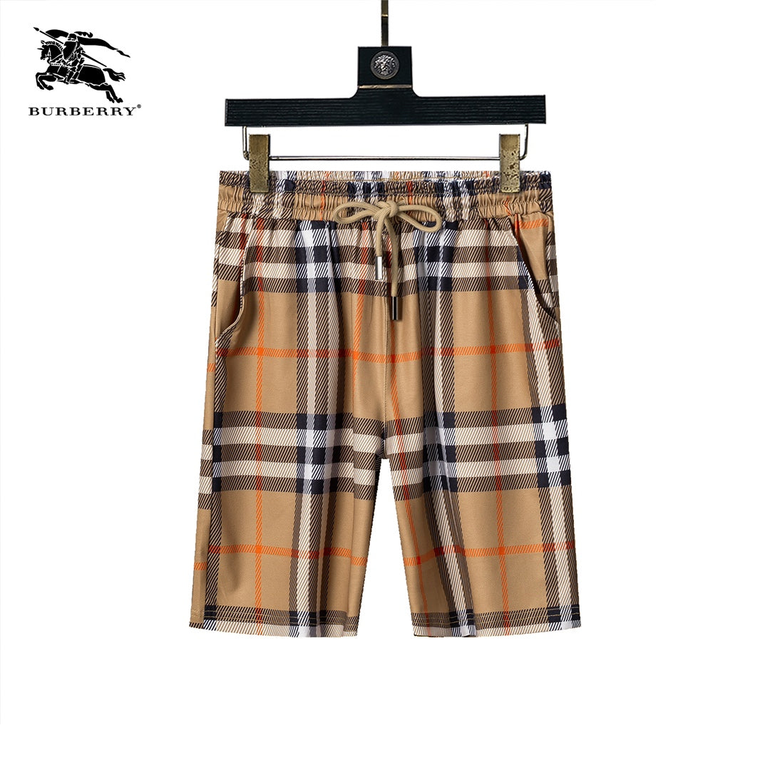 Burberry Men's Beige Plaid Short - Sleeve And Shorts Tracksuit