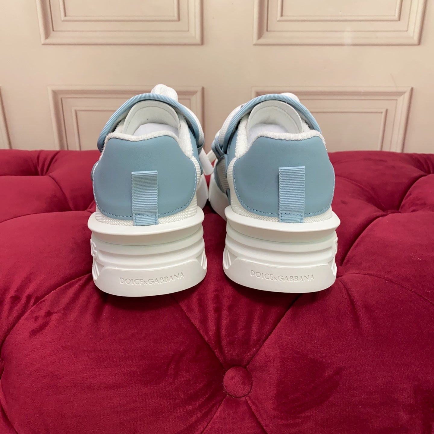 Dolce & Gabbana Unisex Blue And White Low - Top Sneakers With Branding