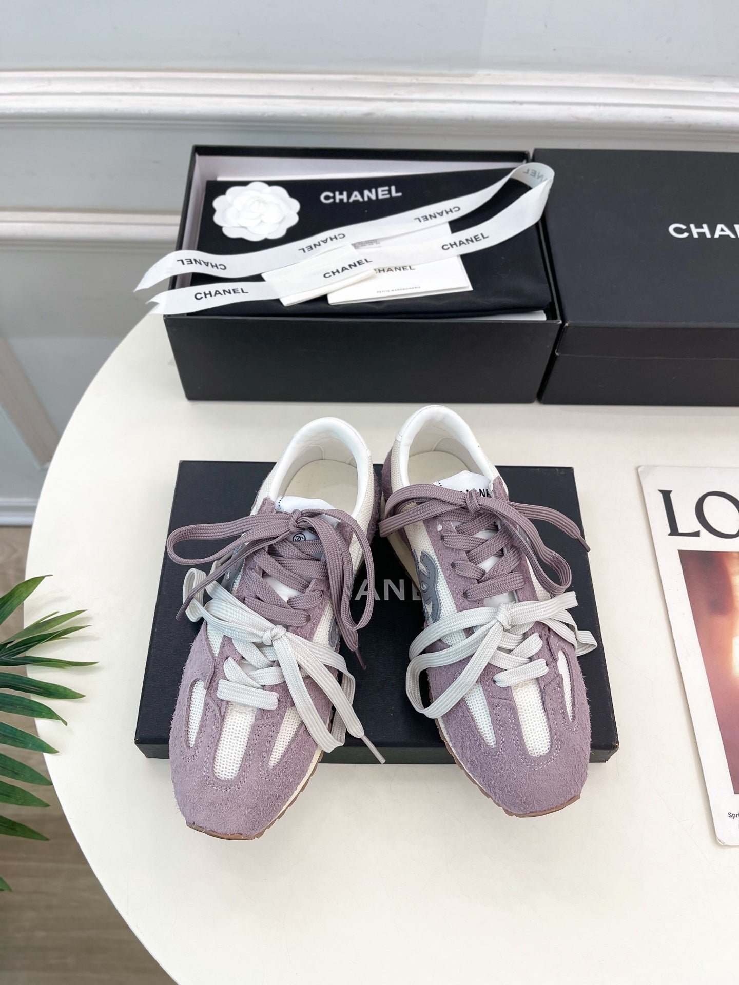 Chanel Vintage Style Sneakers in Purple and White