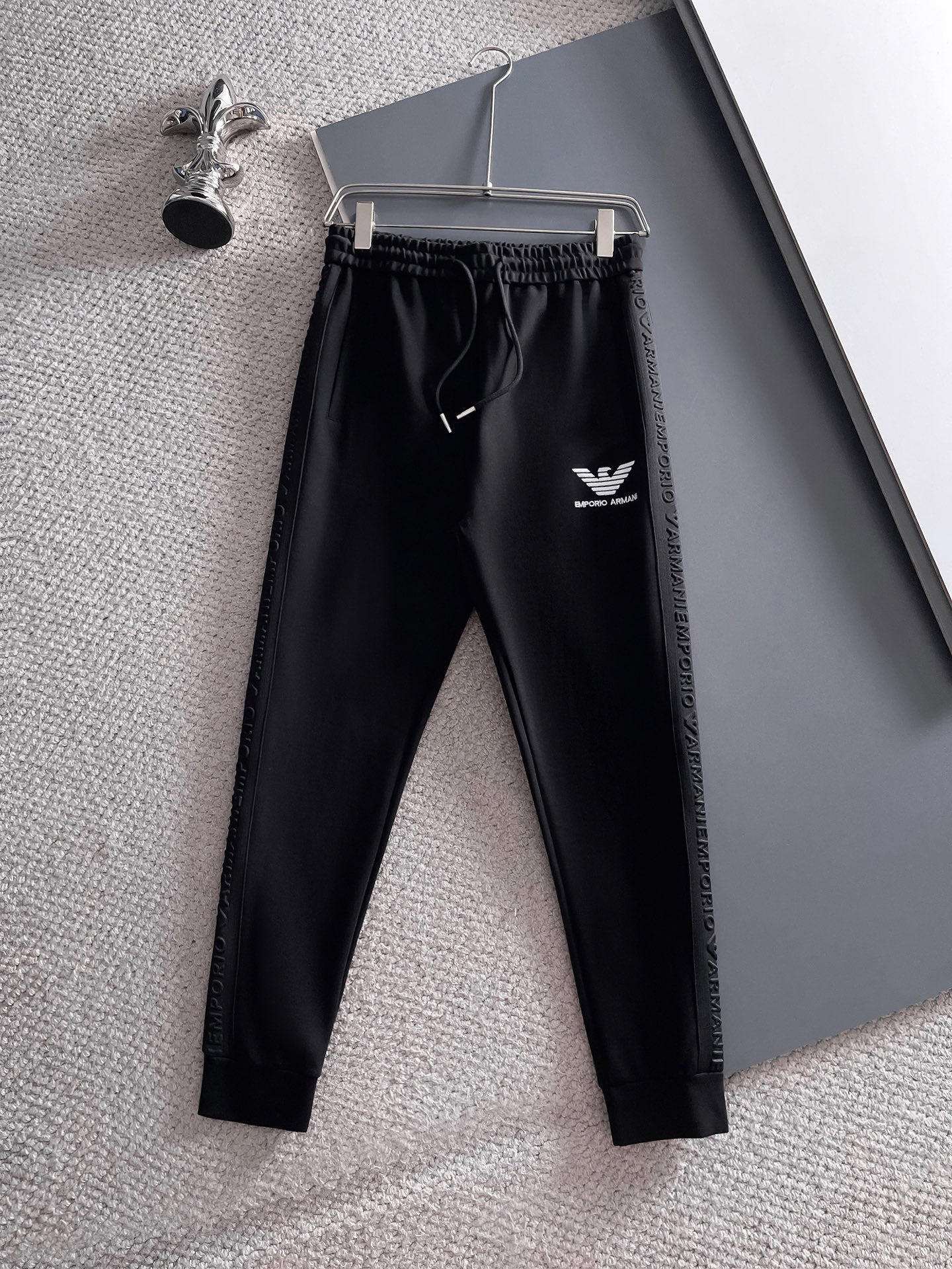 Emporio Armani Black Zip - Up Jacket And Pants Set With Logo