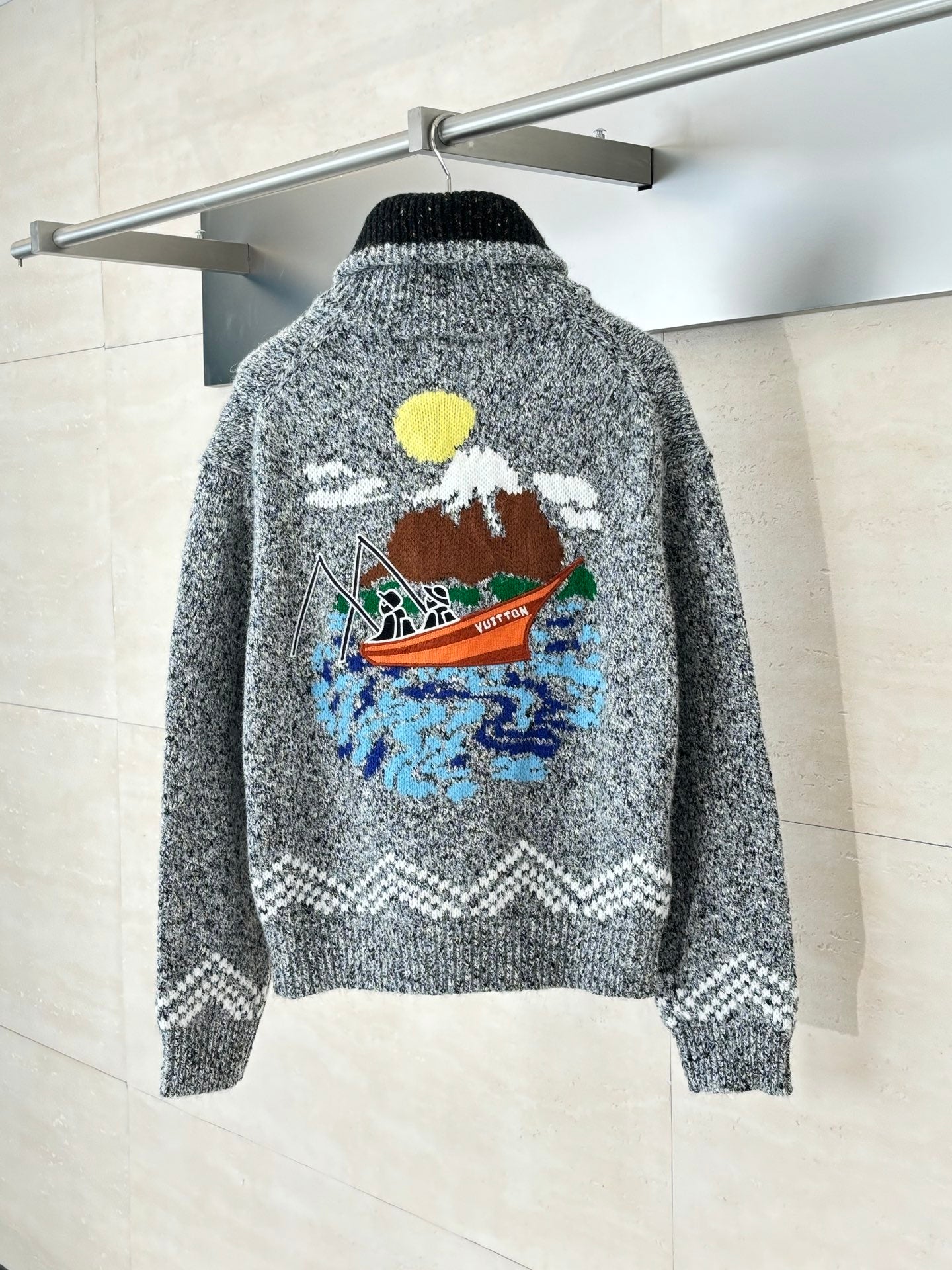 Louis Vuitton Men's Knitted Zip Up Sweater With Logo