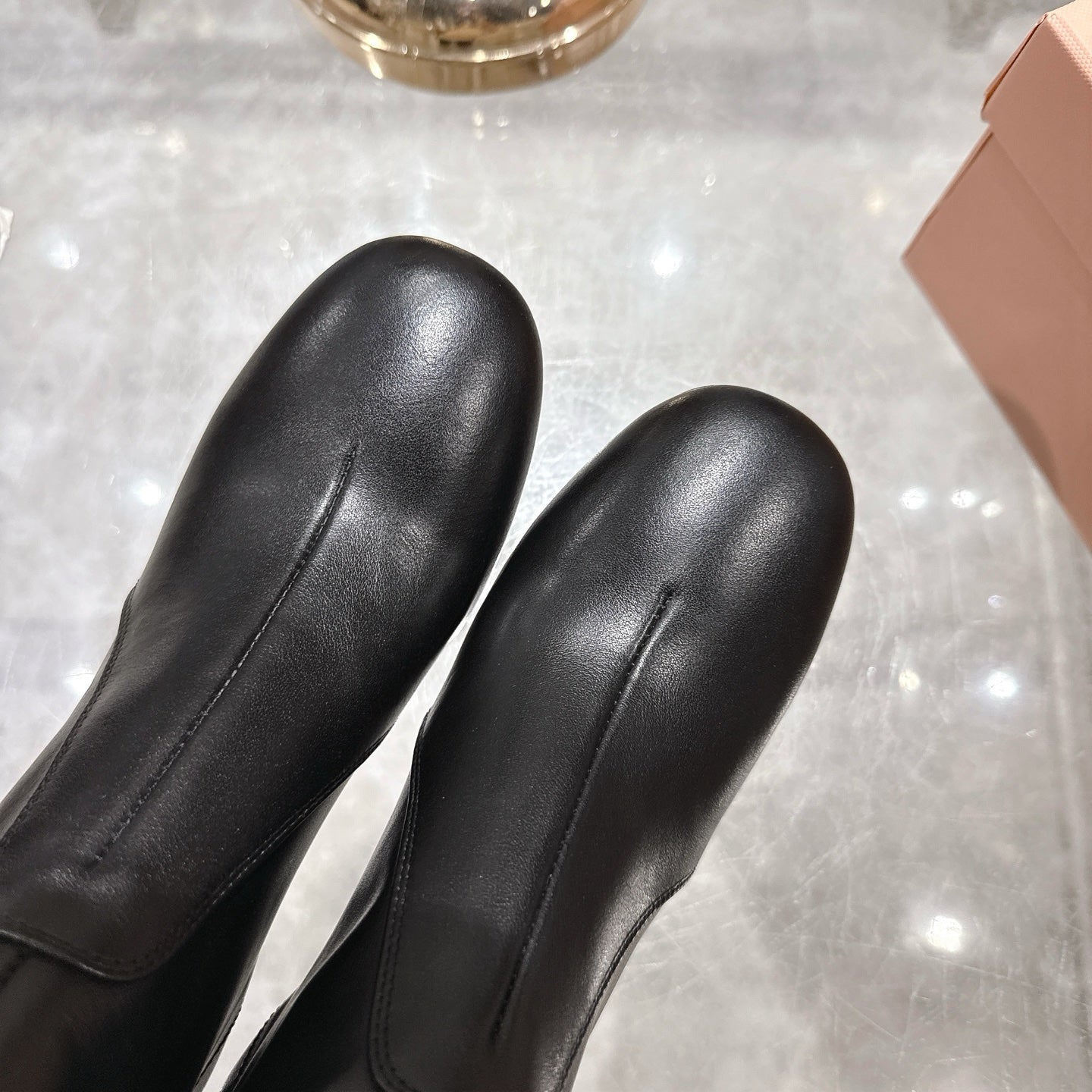 Miu Miu Women's Black Leather Buckle - Detail Knee - High Boots