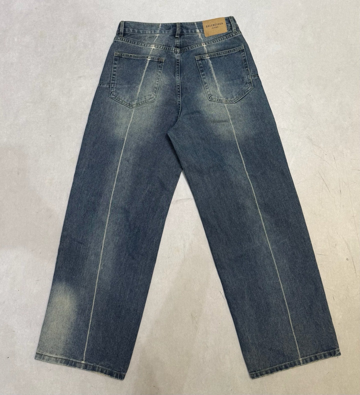 Balenciaga Unisex Jeans With Distressed Details And Contrast Stitching