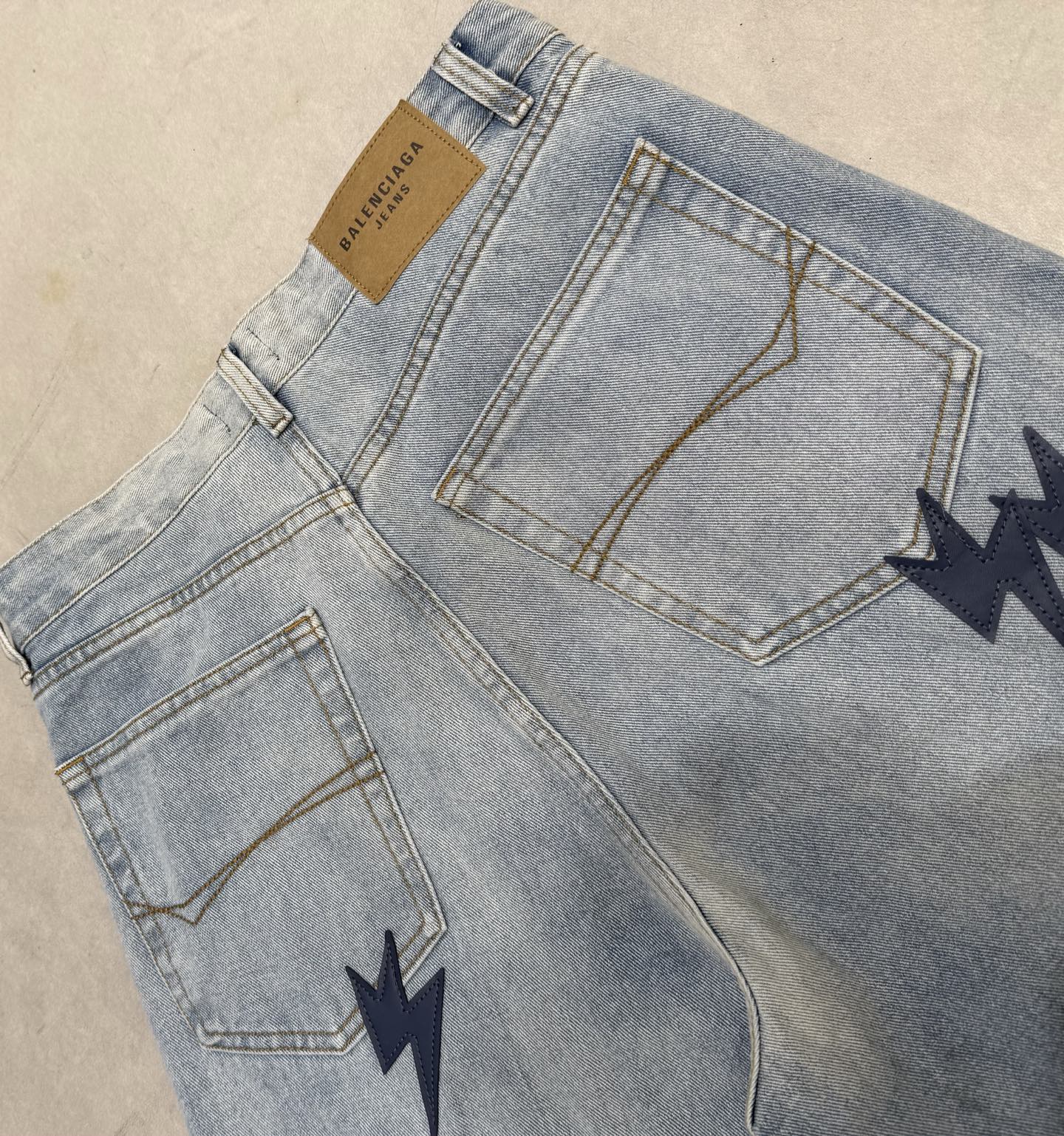 Balenciaga Unisex Jeans With Lightning Bolt Prints And Gradient Design
