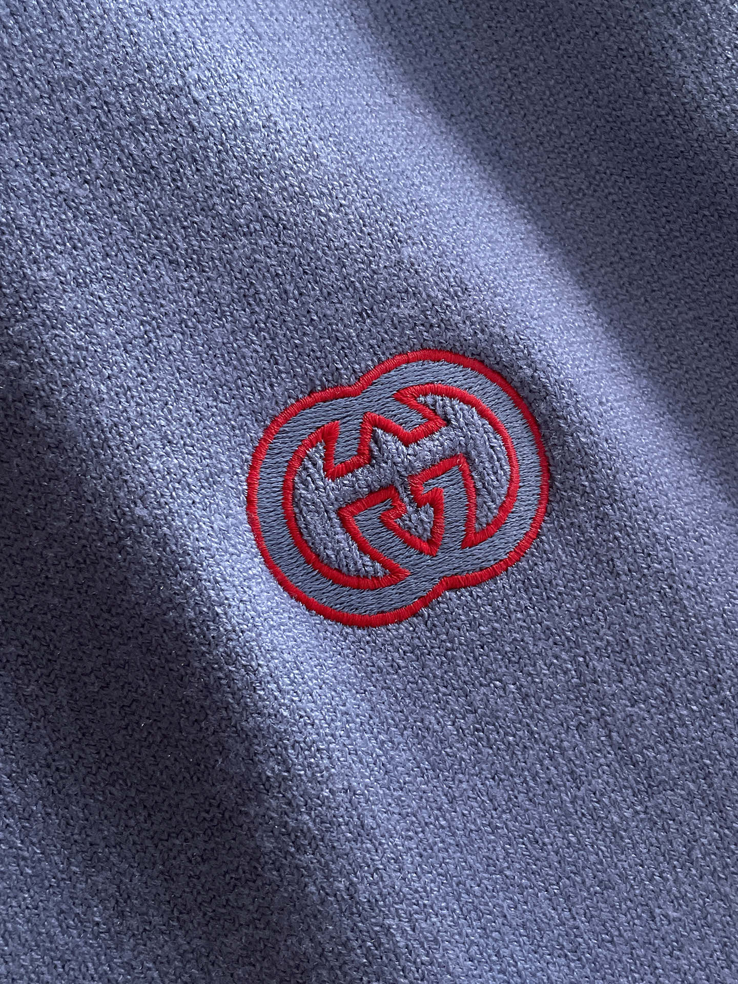 Gucci Men's Light Blue Crew Neck Knitted Sweater With Logo Details