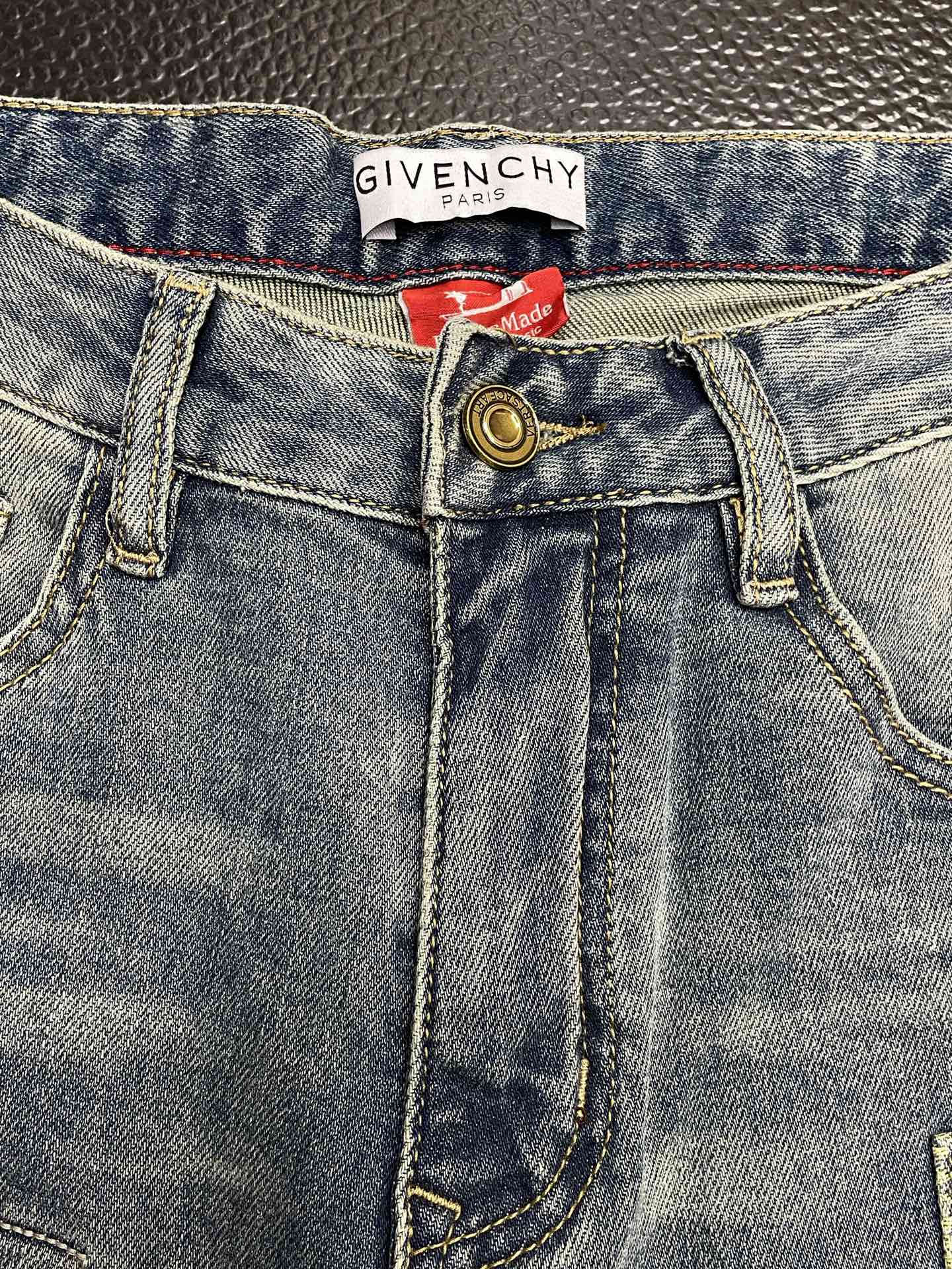 Givenchy Light Blue Distressed Patchwork Denim Jeans For Fashion - Forward Style