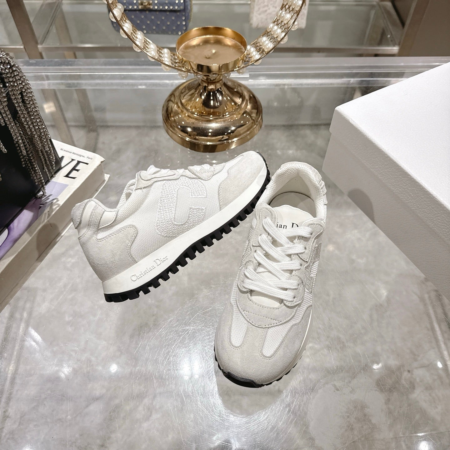 Dior Women's White Sneakers For Elegant Casual Fashion