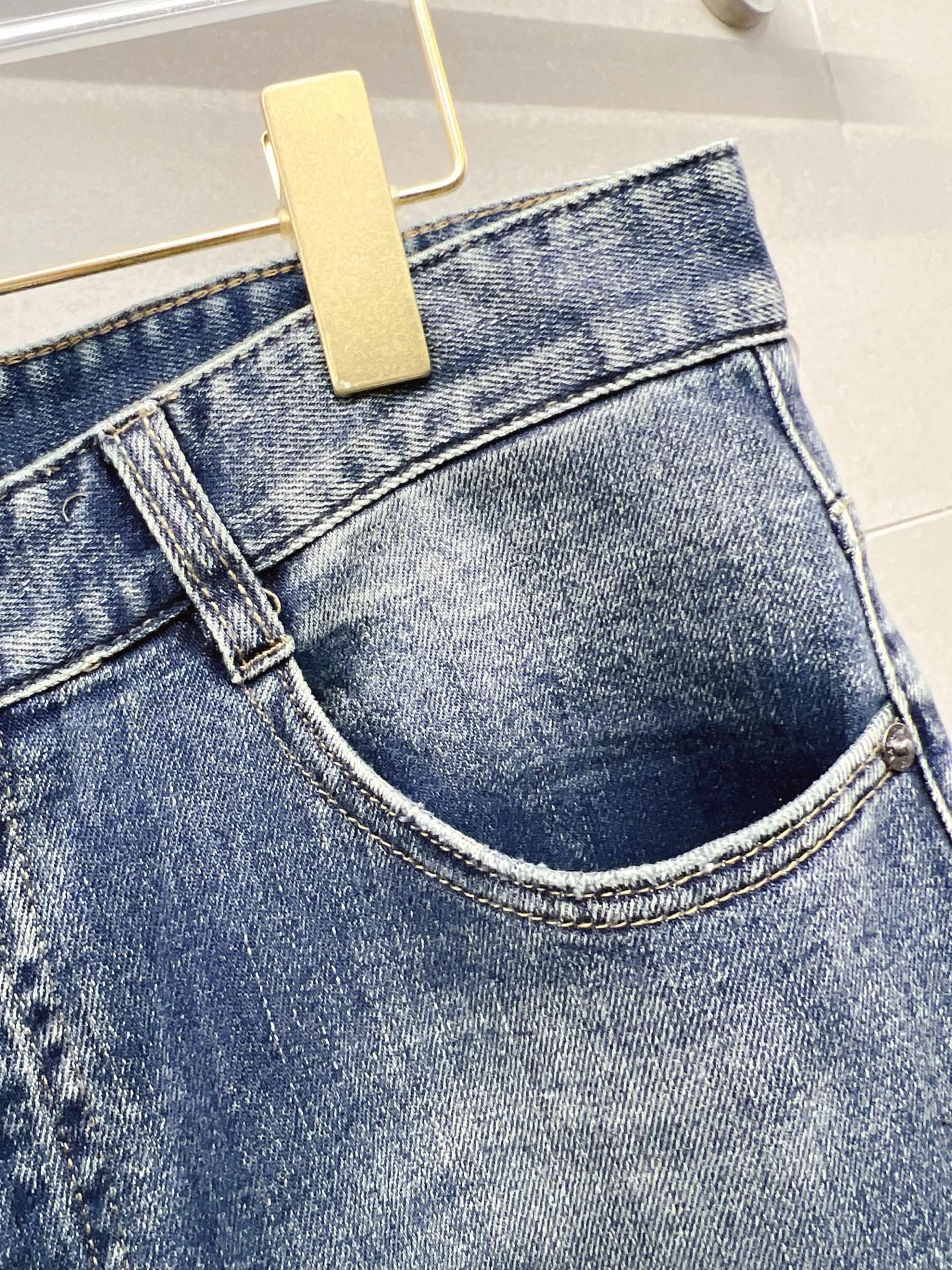 Burberry Men's Blue Denim Jeans With Leather Patch Detail
