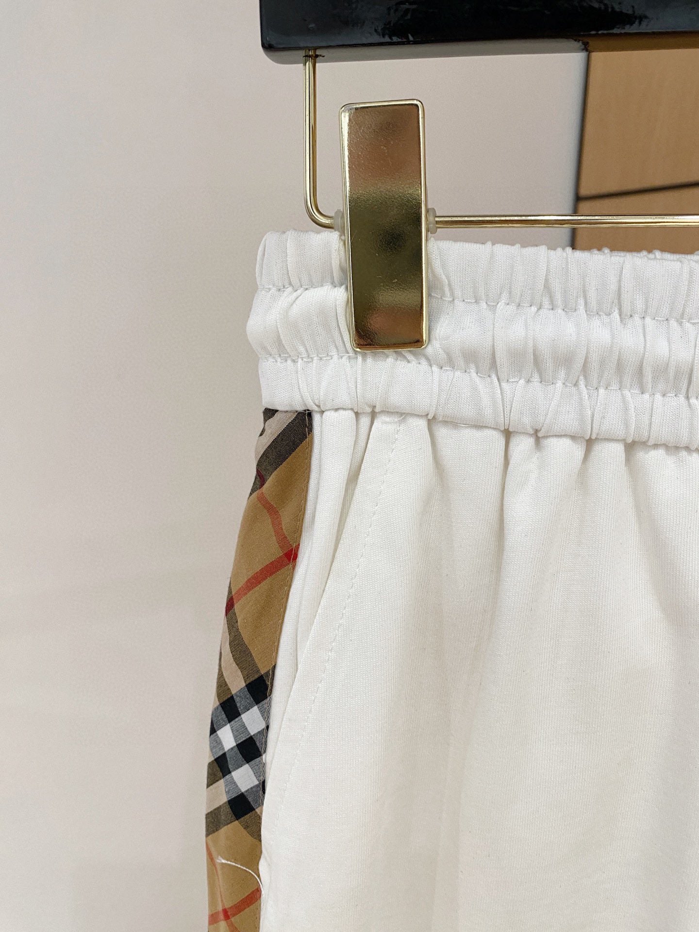 Burberry Men's White Short - Sleeve Tracksuit With Check Details