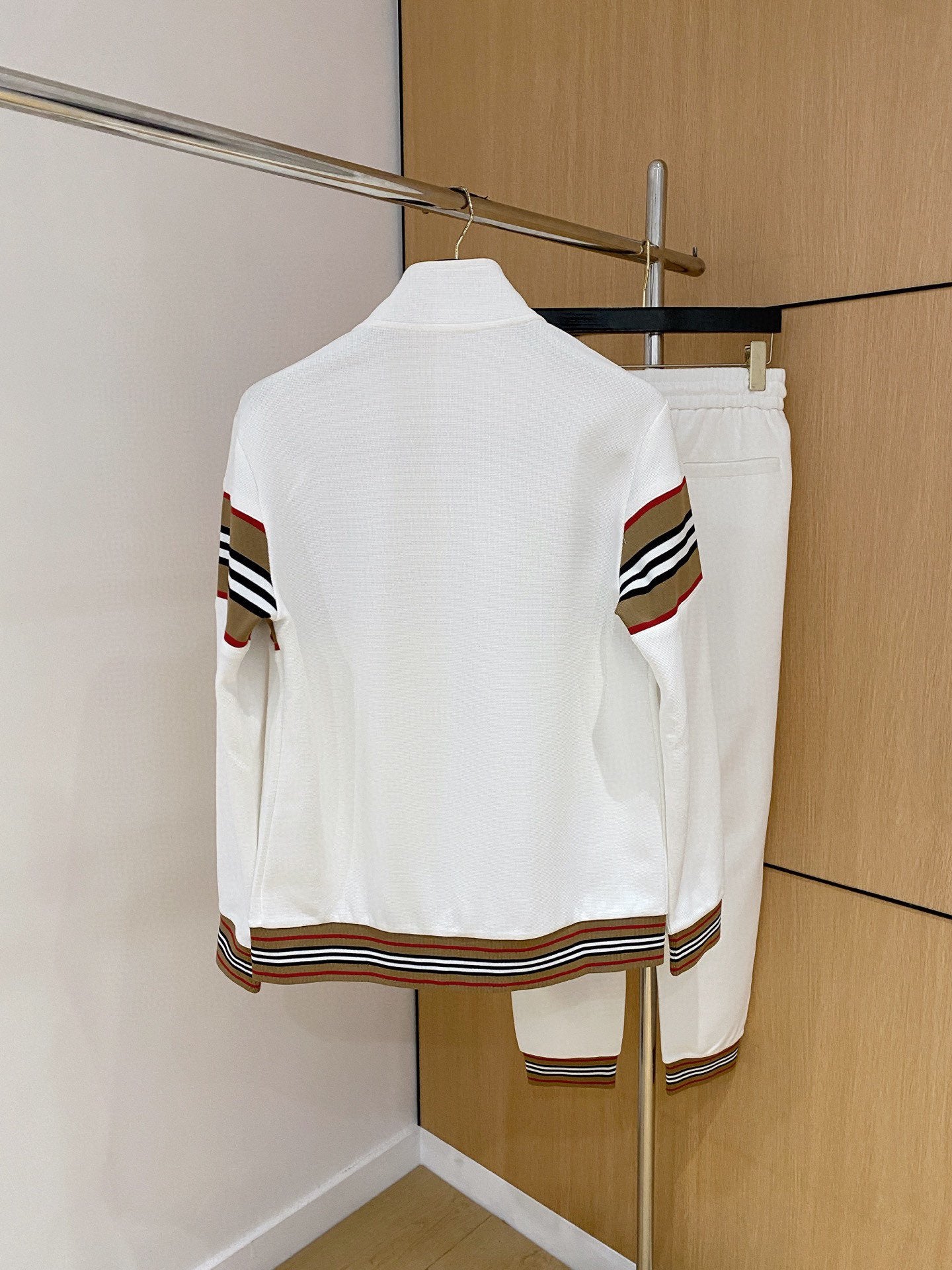 Burberry Men's White Tracksuit With Signature Stripes And Logo