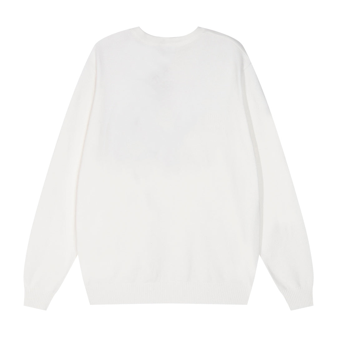Balenciaga White Crew Neck Sweater With Circular Brand Badges
