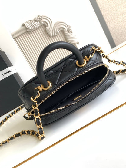 Chanel Maxi Black Quilted Handbag With Gold CC Logo And Chain Strap S5572