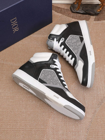 Dior Men's High Top Sneakers with Oblique Pattern and Adjustable Strap