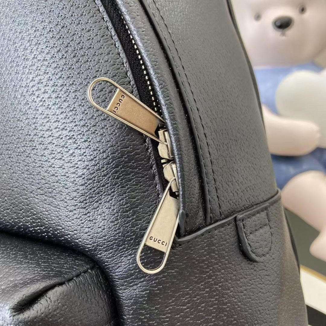 Stylish Black Gucci Backpack With Signature GG Logo And Web Stripe For Fashion - Forward Individuals 834466