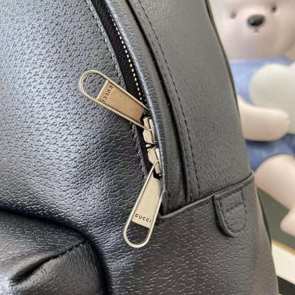 Stylish Black Gucci Backpack With Signature GG Logo And Web Stripe For Fashion - Forward Individuals 834466
