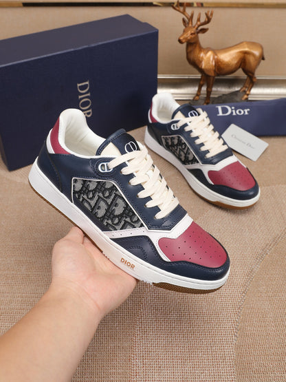 Dior Mens Sneakers Luxury Leather Casual Shoes With Oblique Pattern