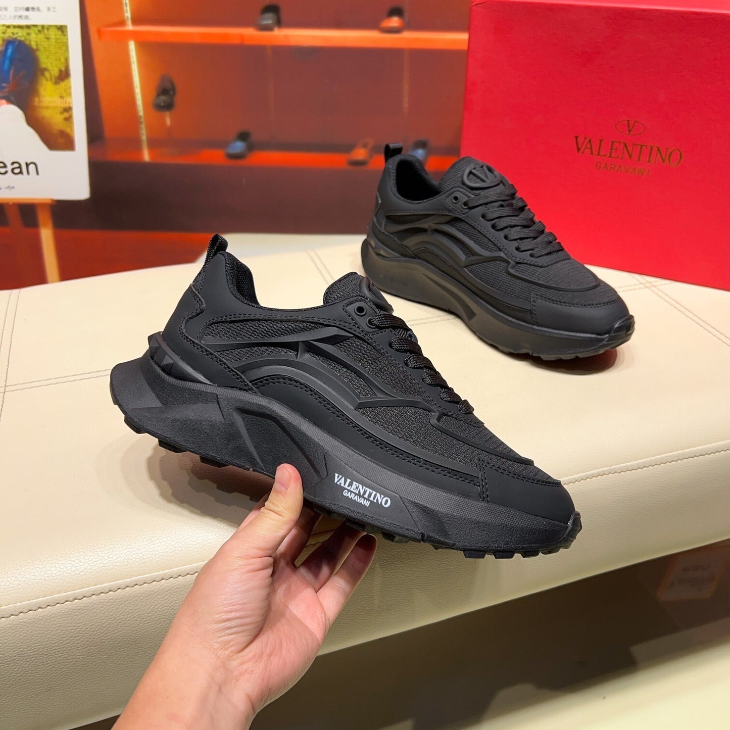 Valentino Men's Luxury Sneakers Fashion Mesh Design Casual Athletic Shoes