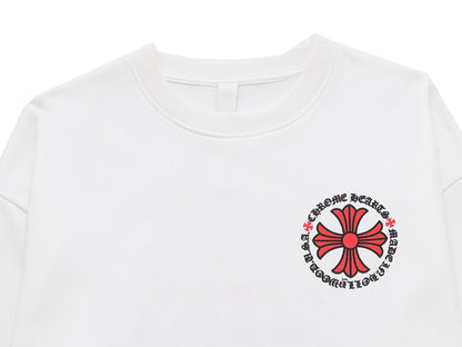 Chrome Hearts Black Crew Neck Sweatshirt With Red Cross And Gothic Sleeve Prints