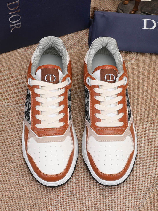Dior Mens Sneakers Luxury Leather Casual Shoes With Oblique Pattern