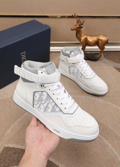 Dior Men's High Top Sneakers with Oblique Pattern and Adjustable Strap