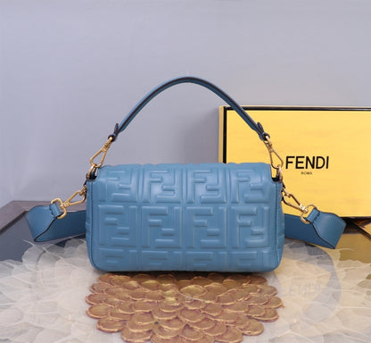 Chic Fendi Baguette Bag With Embossed FF Pattern And Gold - Tone Hardware 52039