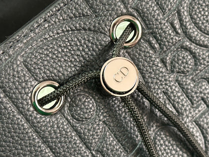 Elegant Dior Daily Black Leather Backpack With Embossed Monogram And Buckle Closure BA231