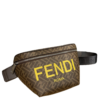 Stylish Fendi Belt Bag With Iconic FF Pattern And Bold Yellow Branding 7vA562