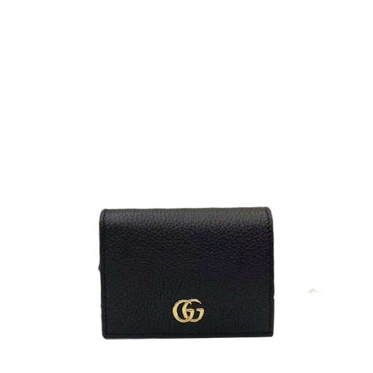Elegant Black Gucci Wallet With Iconic Gold GG Logo For Timeless Luxury Accessory 456126