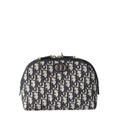 Elegant Dior Cosmetic Pouch With Signature Monogram And Gold - Tone Hardware m928