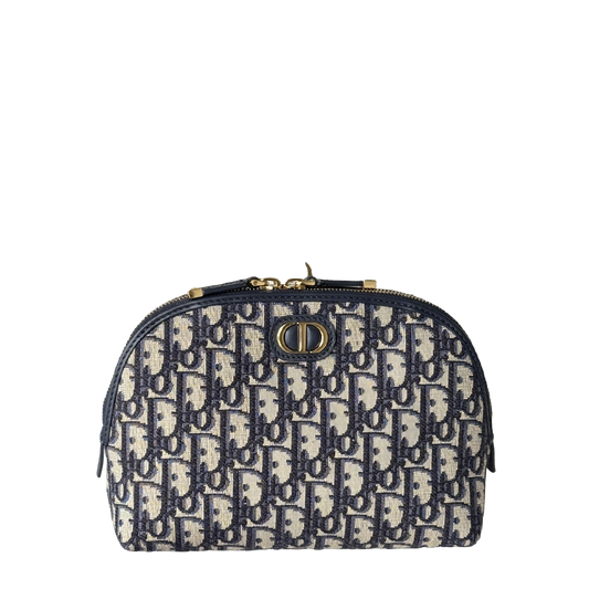 Elegant Dior Cosmetic Pouch With Signature Monogram And Gold - Tone Hardware m928