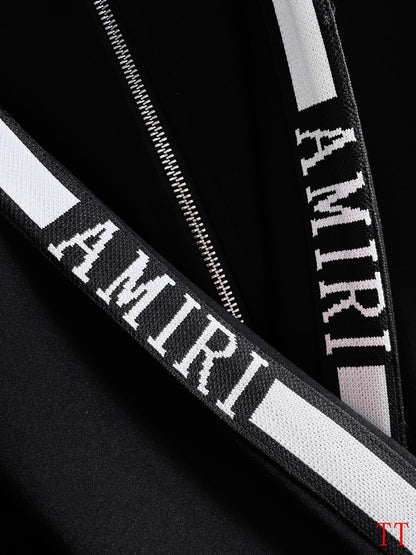 Men's AMIRI Tracksuits Set with White Stripes and Logo