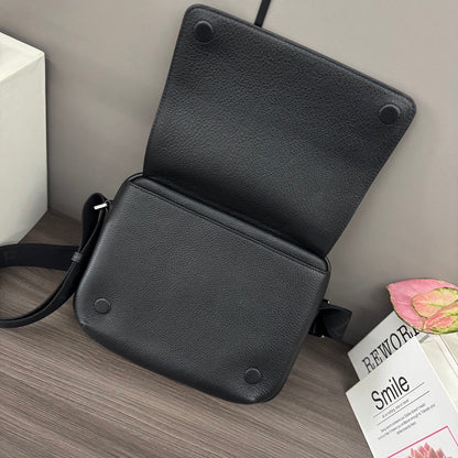 Loewe Black Leather Crossbody Bag With Signature Strap Detail 652441