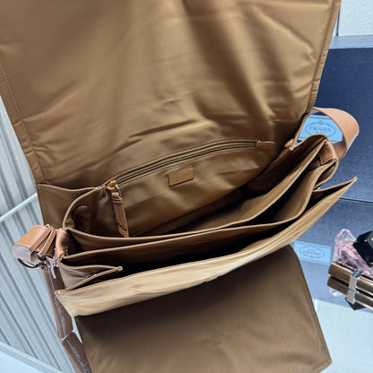 Prada Beige Nylon Crossbody Bag With Leather Trim And Logo 1BD256