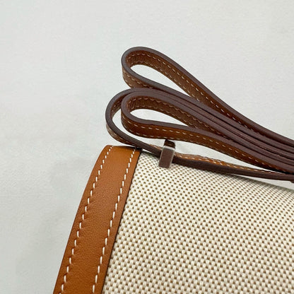 Stylish Hermès Constance - Inspired Canvas and Leather Crossbody Bag with Gold H Buckle 1922