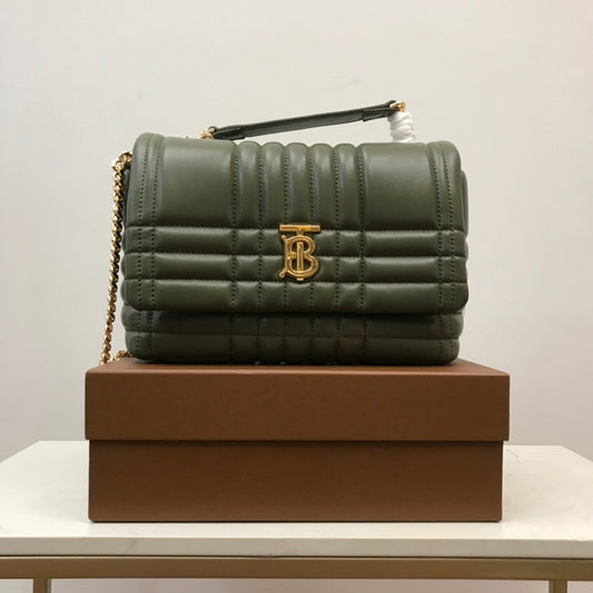 Elegant Black/Red/Green/Brown Quilted Burberry Crossbody Bag With Gold TB Logo And Chain Strap Style No.80490501