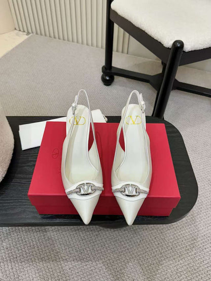 Valentino Women's Pointed Toe Bow High Heels Luxury Patent Leather Pumps