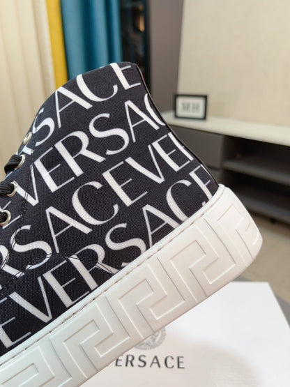 Versace Men's High-Top Sneakers - Luxury Designer Athletic Footwear with Baroque Print & Greek Key