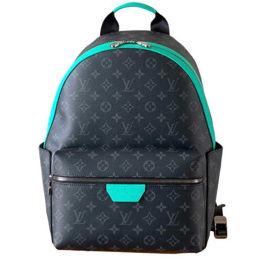 Stylish Louis Vuitton Monogram Backpack With Turquoise Accents And Functional Design