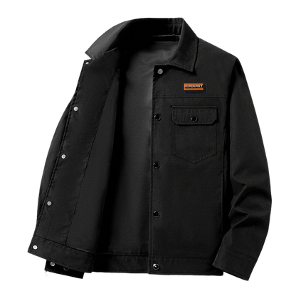 Burberry - Inspired Black Button - Up Jacket with Branded Badge