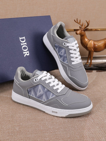Dior Mens Sneakers Luxury Leather Casual Shoes With Oblique Pattern