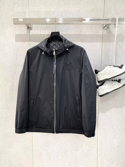 Louis Vuitton Men's Embossed Monogram Hooded Zip-Up Jacket