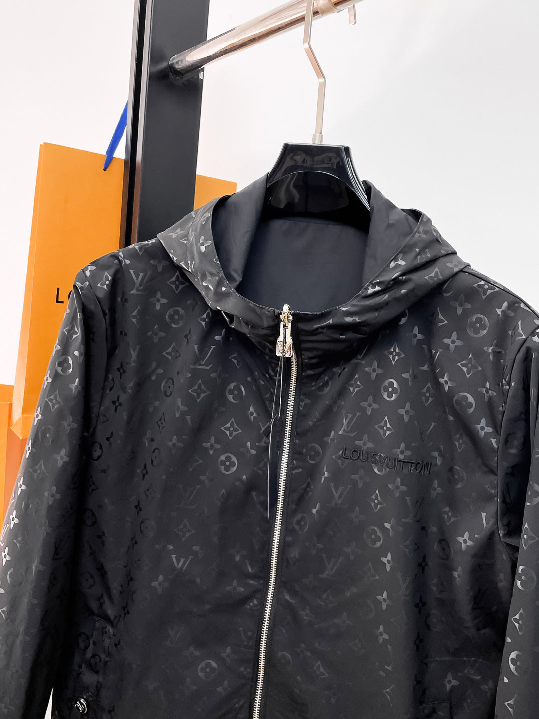 Louis Vuitton Men's Embossed Monogram Hooded Zip-Up Jacket